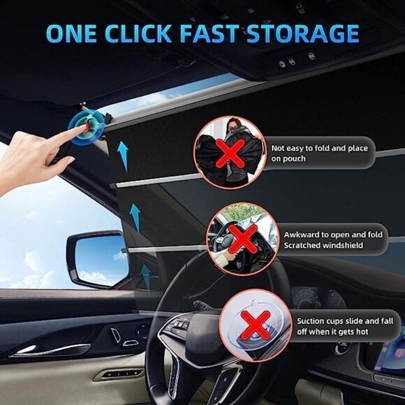 Easy to Install Car Sun Shade - Retractable, Nanomaterials, Fits Most Models - Picture 2 of 4
